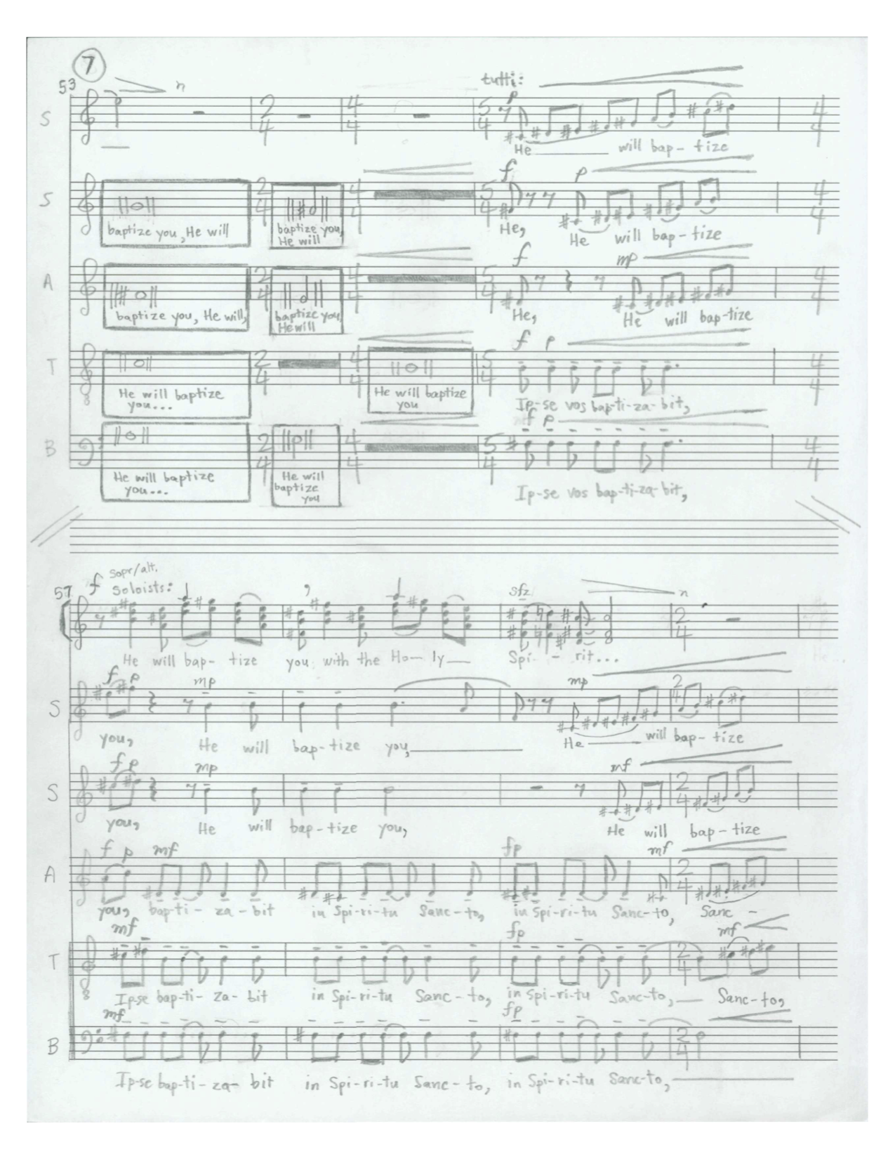 A page from Daniel's first draft of "I Baptize You", October 2013.
