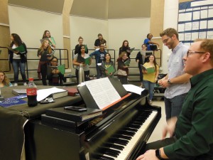 Daniel in rehearsal with Jason Watt and Kingwood High School singers.